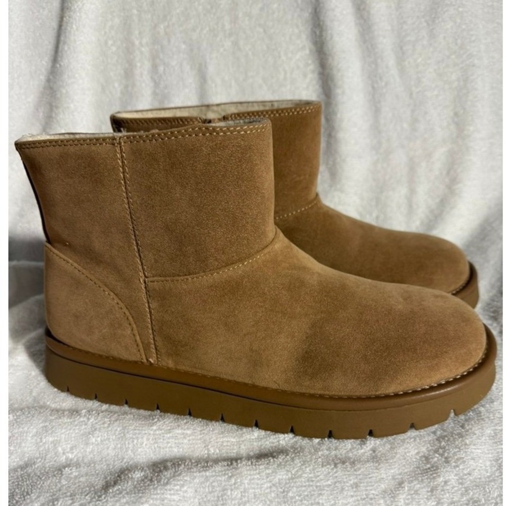 Universal Thread Womens Ankle Boots Chestnut Tan Faux Fur Lined Size 8